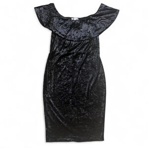 Halston Heritage Black Velvet Midi Dress